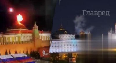 Потужний вибух і іскри в небі: у Кремлі почалася пожежа після нічної атаки