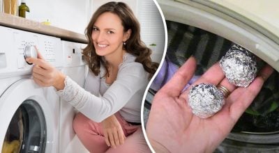 Стирка, стиральная машина, шарики из фольги