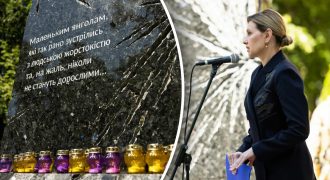 Заплакала от боли: Зеленская не сдержала слез во время открытия памятника погибшим детям