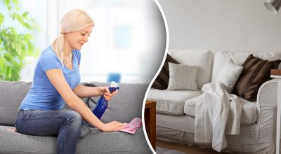 Диван, чистит диван