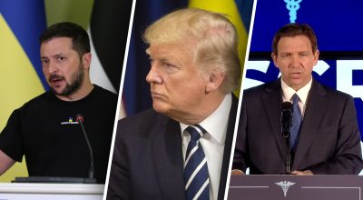 Володимир Зеленський, Дональд Трамп, Рон Десантіс,