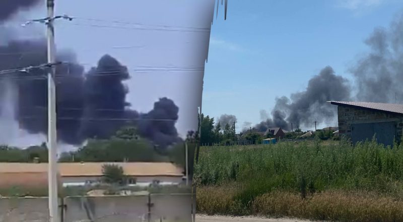 Все горить і валить дим: у Генічеську в повітря "злетіла" база Росгвардії