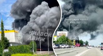 Все в черном дыму: в Киеве мощный пожар на АЗС, много пострадавших