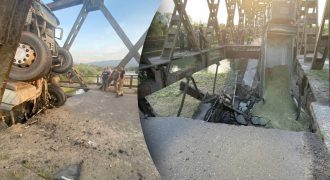 На Закарпатье обрушился мост: в реку упали грузовик и автомобиль