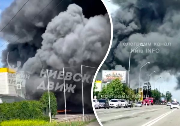 Все в чорному диму: у Києві потужна пожежа на АЗС, багато постраждалих