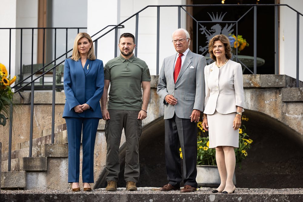 Елена Зеленская, Владимир Зеленский, король Швеции Карл XVI Густав, королева Сильвия Елена Зеленская, Владимир Зеленский, король Швеции Карл XVI Густав, королева Сильвия