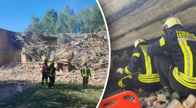 Удар РФ по школе в Ромнах на Сумщине Удар РФ по школе в Ромнах на Сумщине