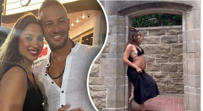 Олександра Шульгіна з чоловіком і вагітним животом Олександра Шульгіна з чоловіком і вагітним животом