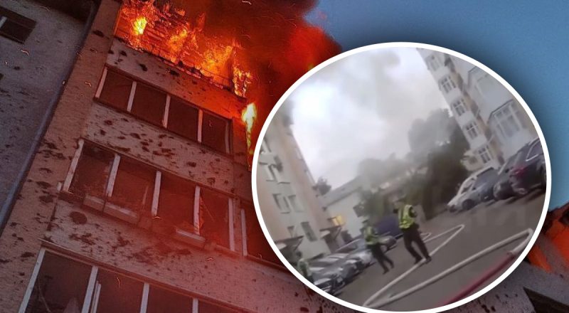 Российская ракета попала в дом: появилось видео ночного обстрела Львова