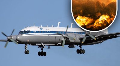 Российский самолет Ил-20, взрыв