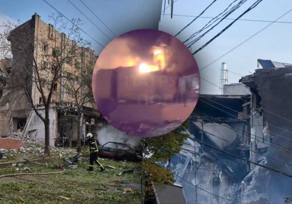 Все в диком огне: видео с первыми минутами после ракетной атаки на Черкассы