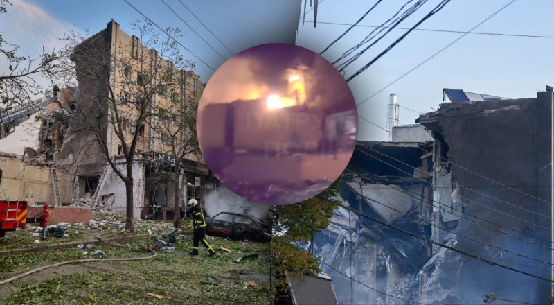 Все в диком огне: видео с первыми минутами после ракетной атаки на Черкассы