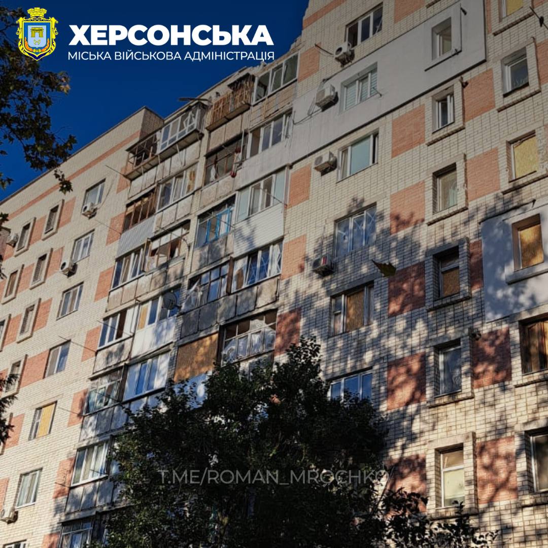 Последствия ночного обстрела Херсона