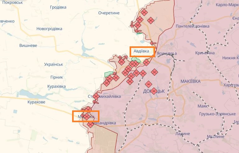 Ситуация на фронте возле Авдеевки и Марьинки