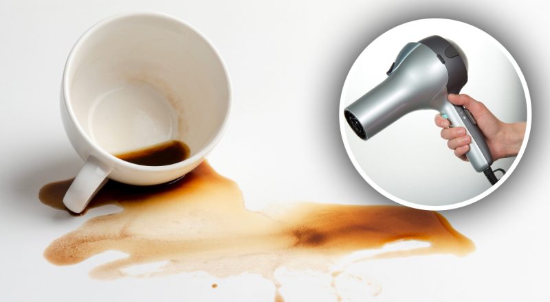 Как за несколько секунд убрать старые пятна на столе: лайфхак с помощью фена