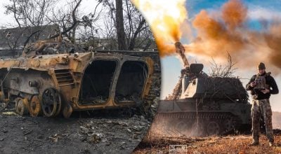 Знищена російська техніка, українські військові Знищена російська техніка, українські військові