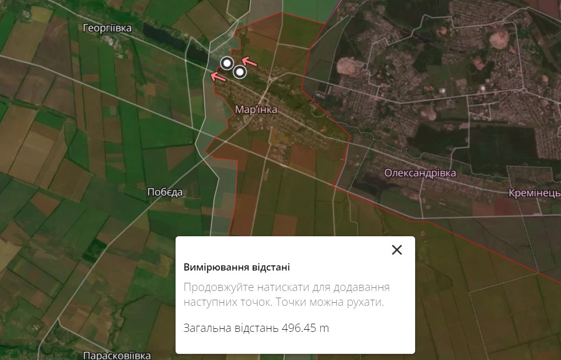 Мар'їнка майже повністю окупована Мар'їнка майже повністю окупована