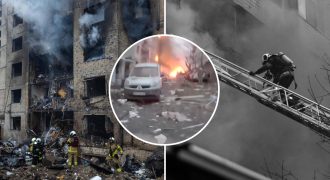 Все в дыму, люди под завалами - видео с первыми минутами после удара по дому в Киеве