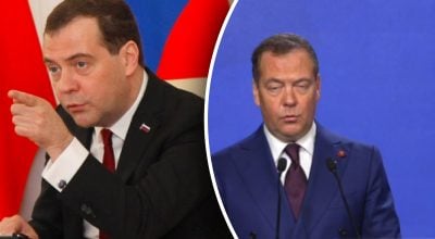 Слова Макрона про 'червоні лінії' розлютили Медведєва: бризкає слиною Слова Макрона про 'червоні лінії' розлютили Медведєва: бризкає слиною