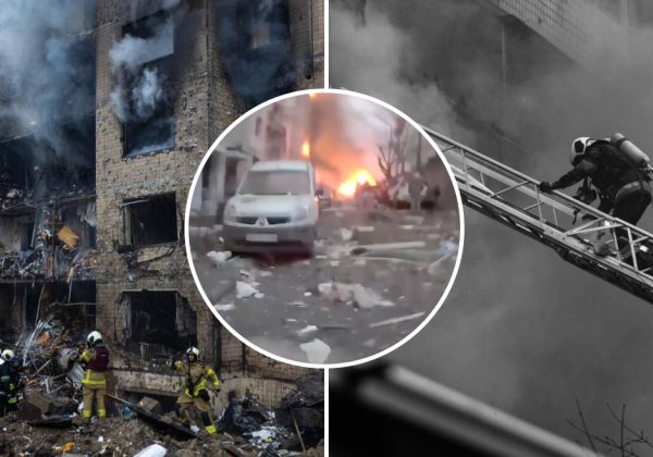 Все в диму, люди під завалами - відео з першими хвилинами після удару по будинку в Києві