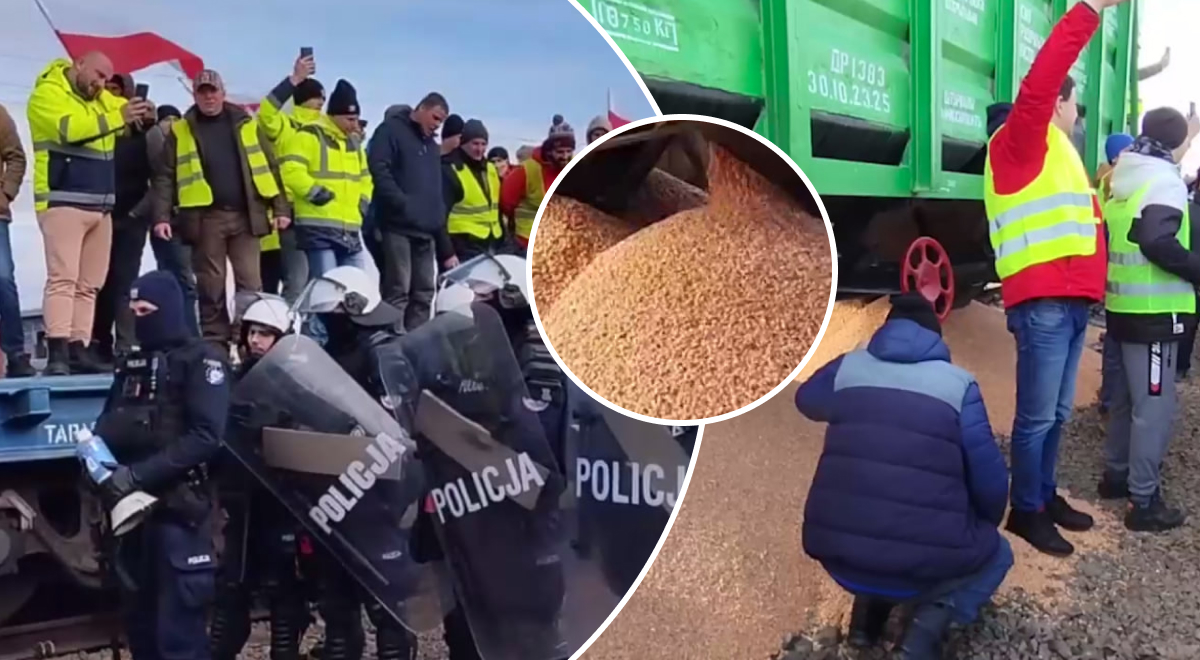 Польские фермеры перекрыли железную дорогу и высыпали зерно: детали блокады