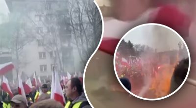 Польські фермери закидали яйцями представництво Єврокомісії у Вроцлаві Польські фермери закидали яйцями представництво Єврокомісії у Вроцлаві