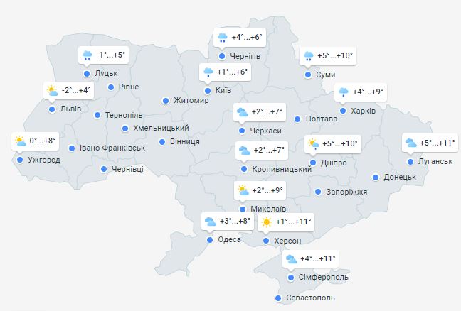 Погода в Украине 19 марта
