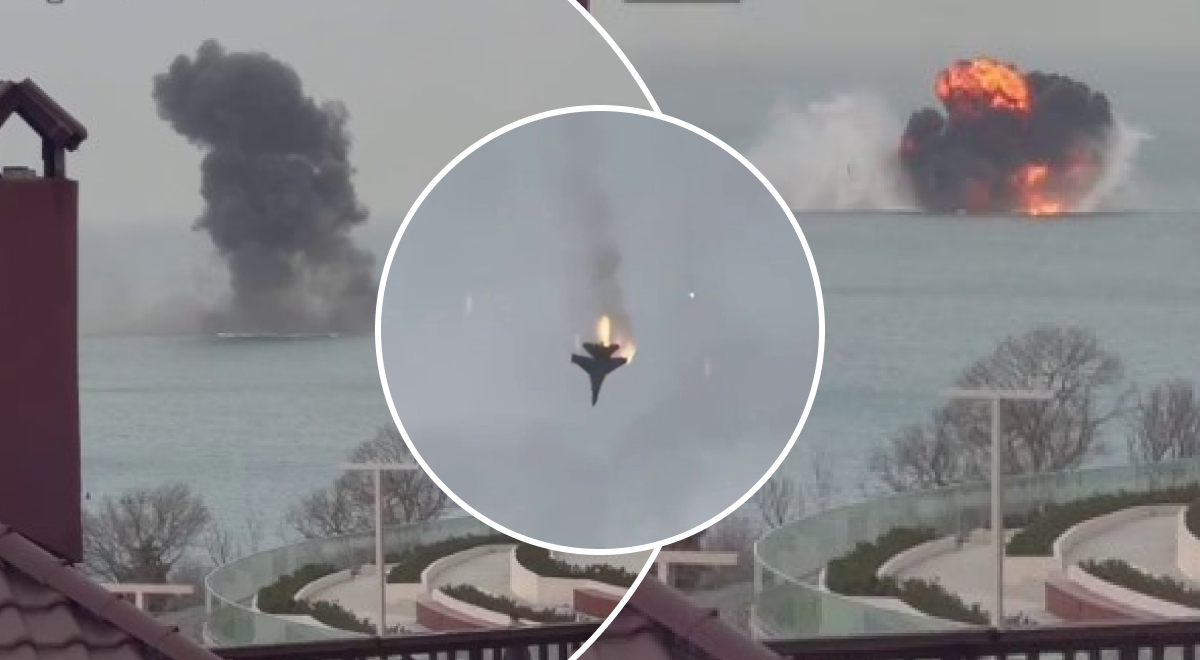 РФ потеряла истребитель Су-27: самолет весь в огне упал на дно Черного моря