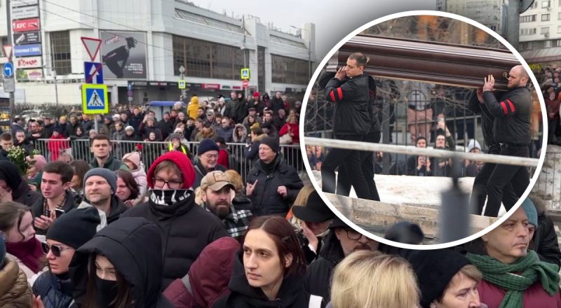 У Москві похорон Навального: тисячі людей біля храму вигукують "Ні війні"