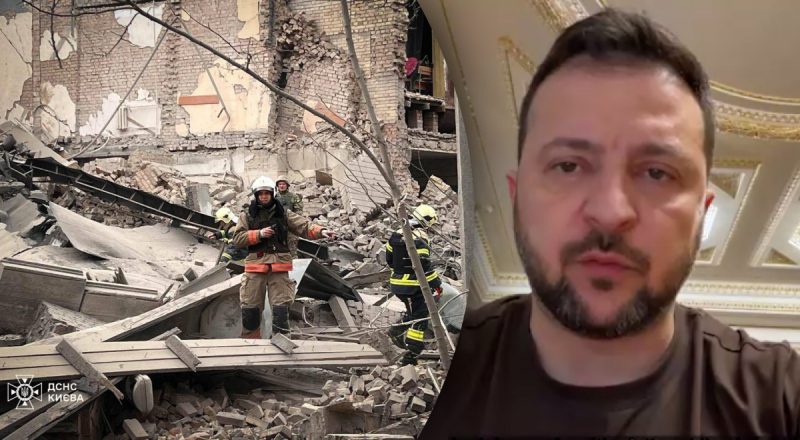 "Триває розбір завалів": Зеленський прокоментував жорстокий удар по Києву
