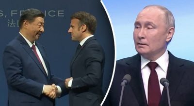 Си Цзиньпин, Эммануэль Макрон, Владимир Путин Си Цзиньпин, Эммануэль Макрон, Владимир Путин