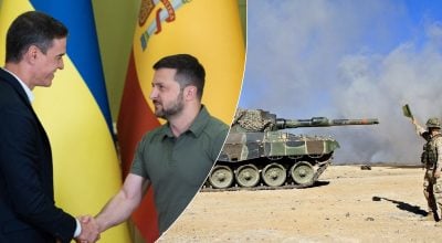 Педро Санчес, Володимир Зеленський, танк Leopard 2A4 Педро Санчес, Володимир Зеленський, танк Leopard 2A4