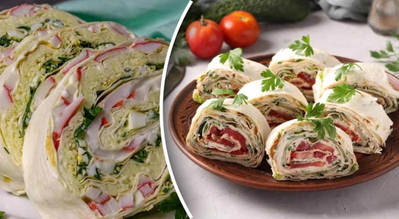 Ленивым хозяйкам на заметку: легкий рецепт закуски из лаваша с простой начинкой