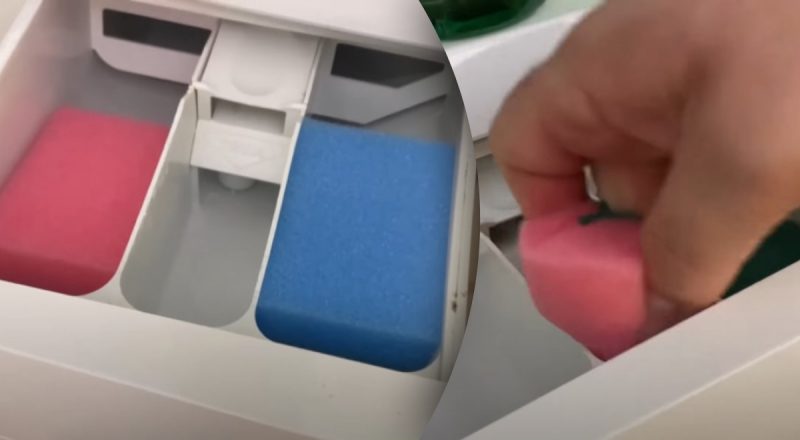 Хитро и гениально: зачем кладут губку для посуды в отсек стиралки и в барабан