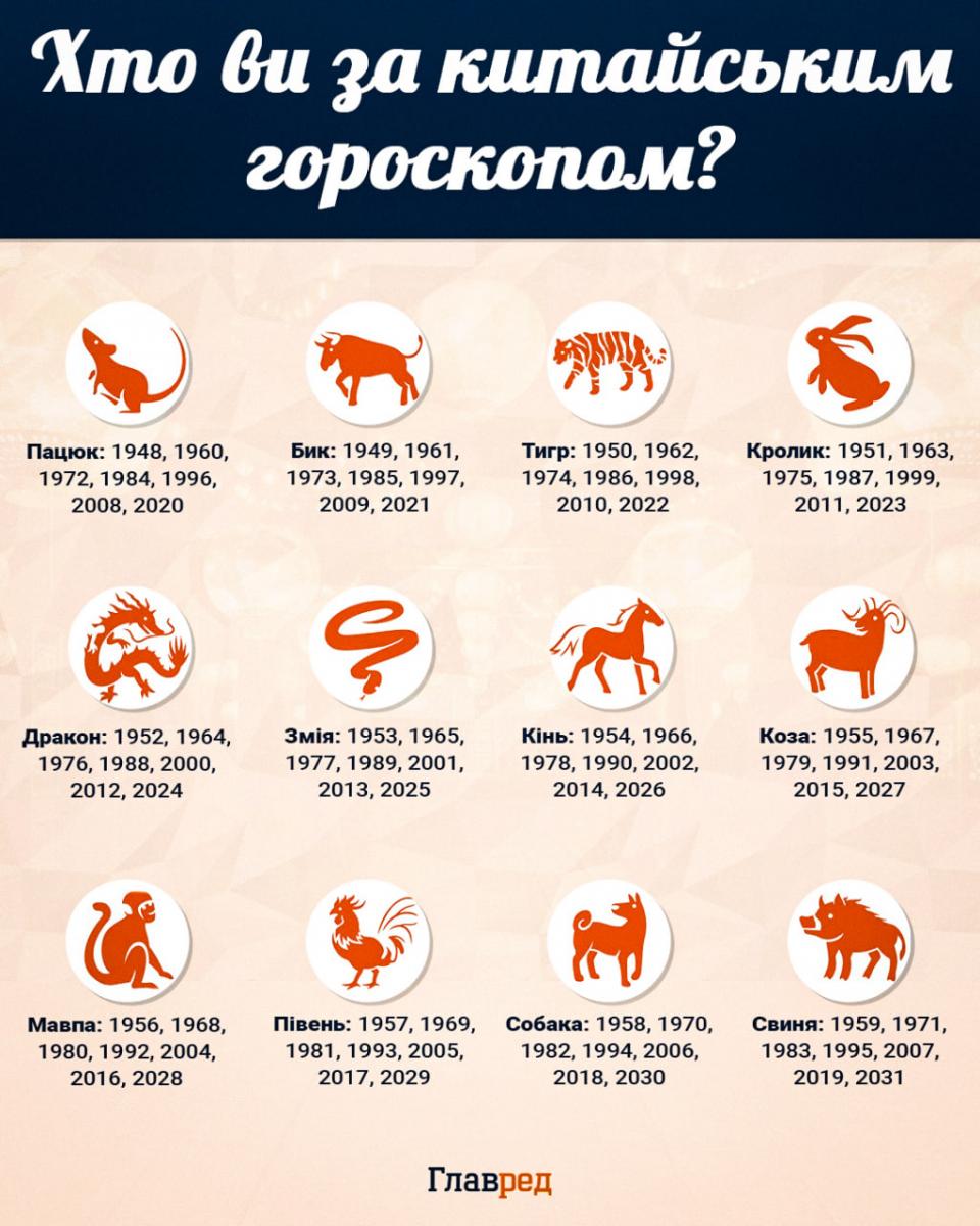 Китайський гороскоп інфографіка