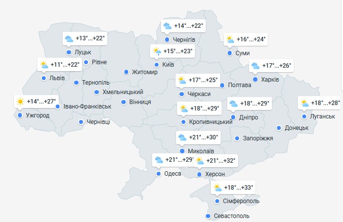 Бyдe вжe нe тaк cпeкoтнo, як paнішe: y якиx oблacтяx бyдyть гpoзи тa дoщі