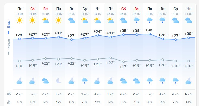 погода 29 июня 