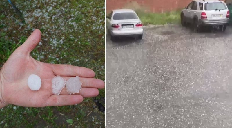 Размером, почти с куриное яйцо: на Киевщине и в двух областях выпал сильный град