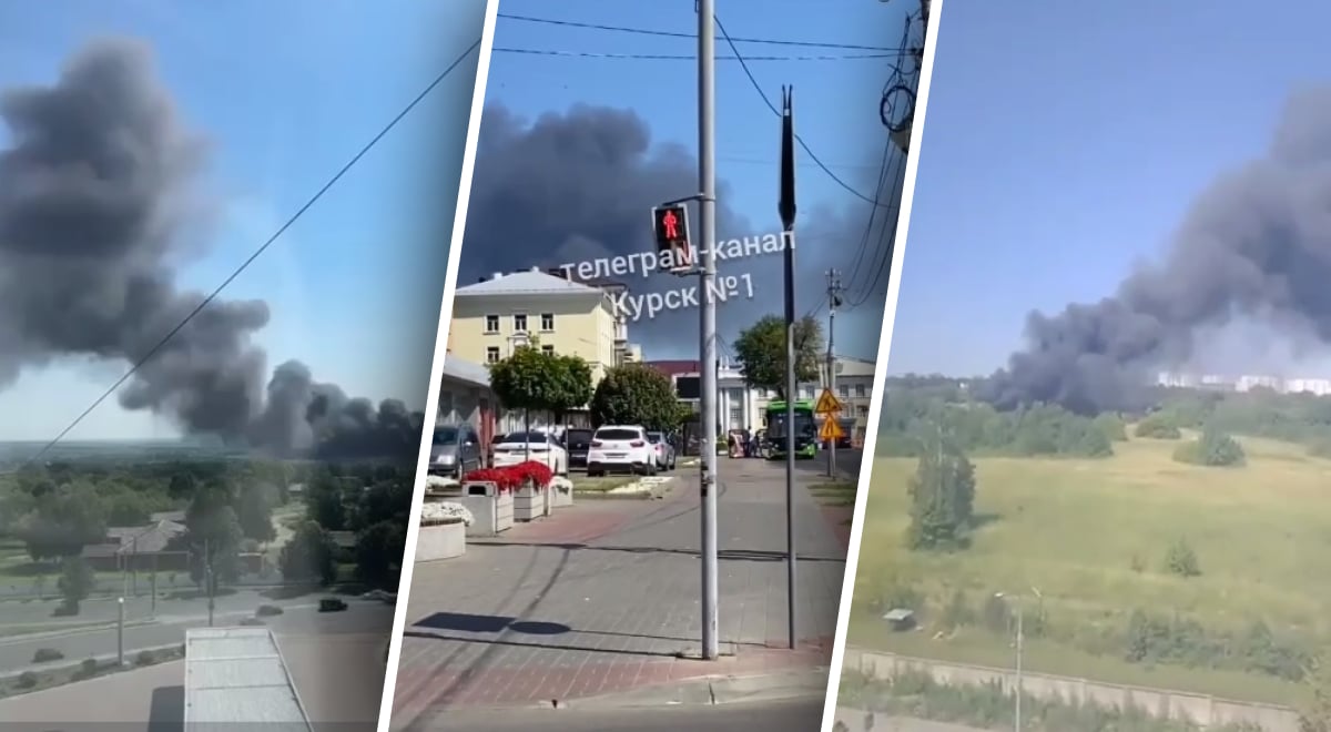 В Курске в РФ масштабный пожар: огонь охватил большую военную базу
