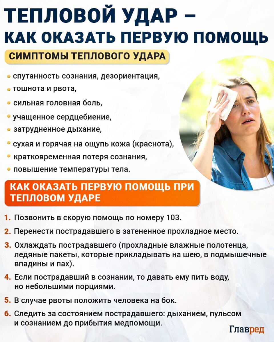 тепловой удар - как оказать первую помощь, ифографика тепловой удар - как оказать первую помощь, ифографика