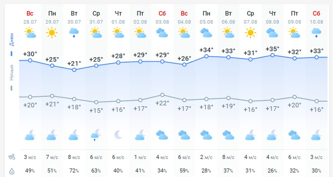 погода 29 июля 