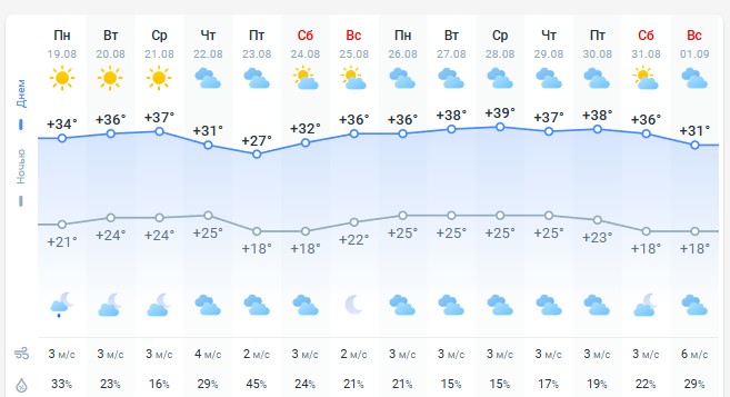 погода 20 августа 