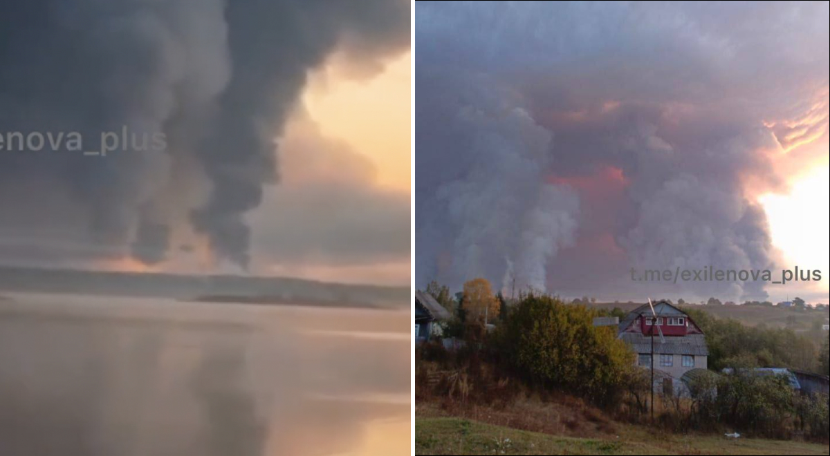 Кадры мощного пожара в российском Торопеце