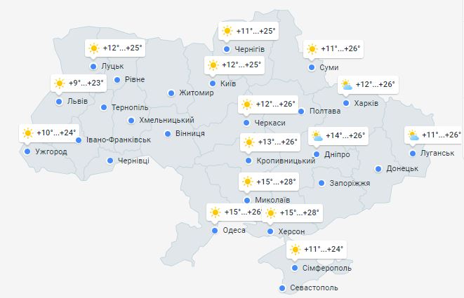 Погода в Украине 21 сентября