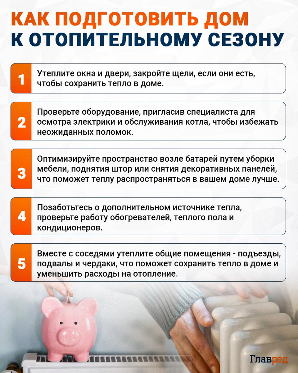 отопление, отопительный сезон, как подготовить дом к отопительному сезону инфографика