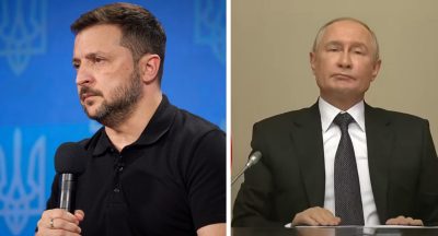 Зеленський і Путін колонка Зеленський і Путін колонка