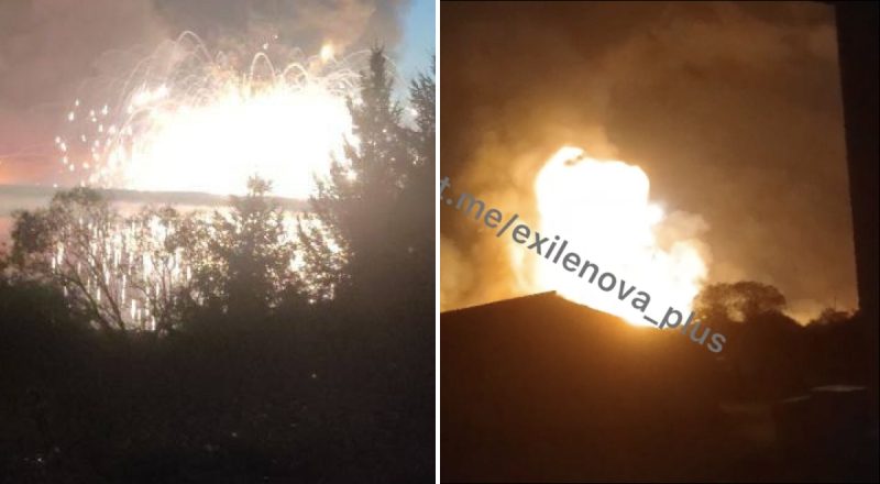 У Тверській області РФ після атаки дронів потужно горить склад боєприпасів