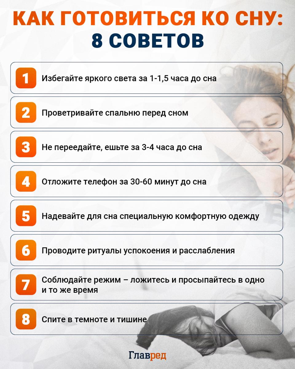 Как готовиться ко сну инфографика