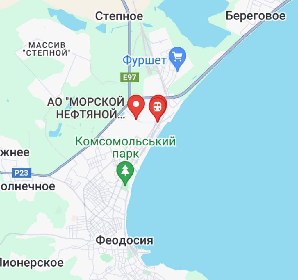 Палаючий НПЗ на карті Палаючий НПЗ на карті