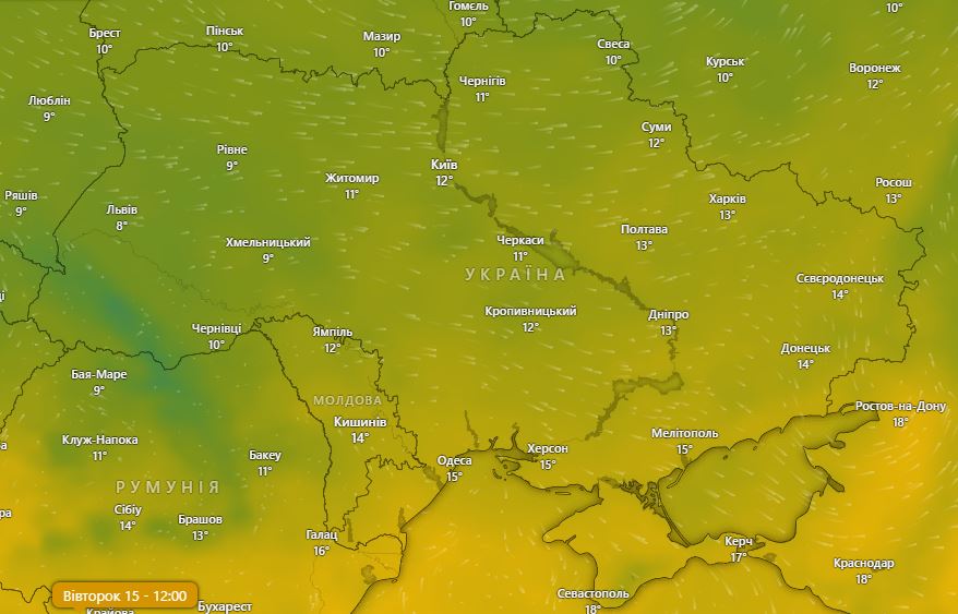 Погода в Украине 15 октября